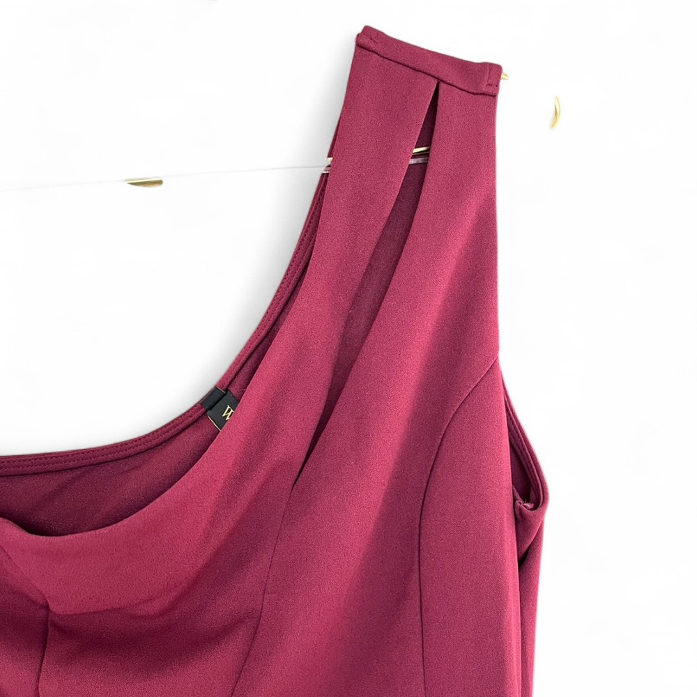 WOOSEA One-Shoulder Maxi Dress with Side Slit – Size XL .Burgundy - Picture 4 of 7